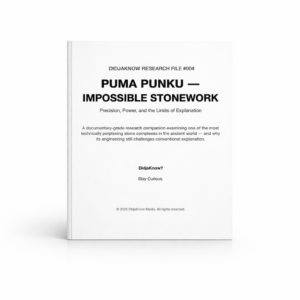 Cover of “Puma Punku — Impossible Stonework” Standard Research File by DidjaKnow Media, featuring the title, subtitle, and clean white documentary-style layout.