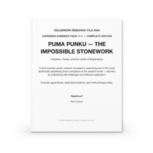 DidjaKnow Research File #004 — Puma Punku: The Impossible Stonework, Expanded Evidence Pack cover