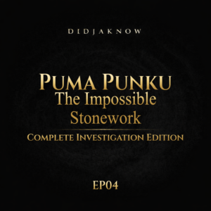 DidjaKnow EP04 Puma Punku The Impossible Stonework Complete Investigation Edition cover in gold serif text on black textured background