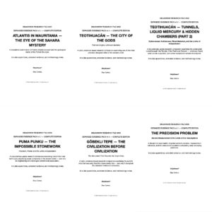 DidjaKnow Season 1 Complete Archive — Research Files #001–#006 including Atlantis in Mauritania, Teotihuacán Parts 1 & 2, Puma Punku, Göbekli Tepe, and The Precision Problem (Expanded Evidence Pack v1.1 – Complete Editions)