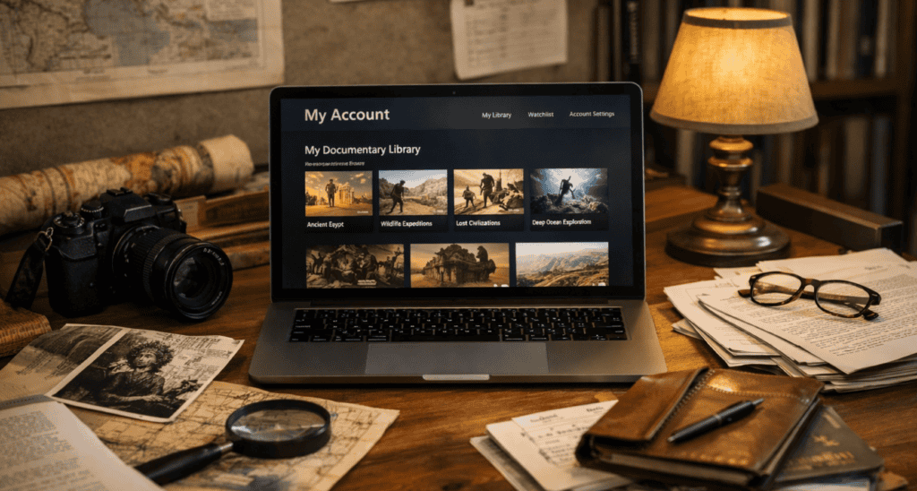 DidjaKnow Media user account dashboard workspace with documentary research materials.