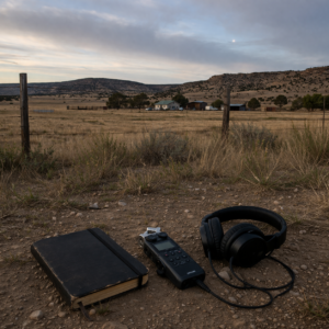 Skinwalker Ranch remote Utah ranch landscape under a dark open sky with a documentary atmosphere