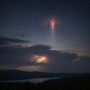 plasma phenomena glowing across a storm-dark sky with luminous atmospheric light and charged cloud formations