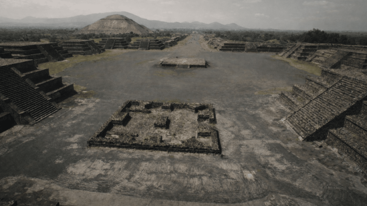 Teotihuacán City of the Gods with Pyramid of the Sun viewed from the Avenue of the Dead.