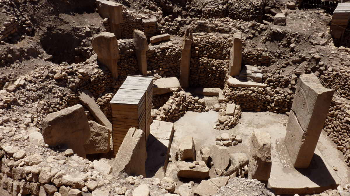 Göbekli Tepe Civilization Before Civilization stone enclosure with T-shaped pillars.