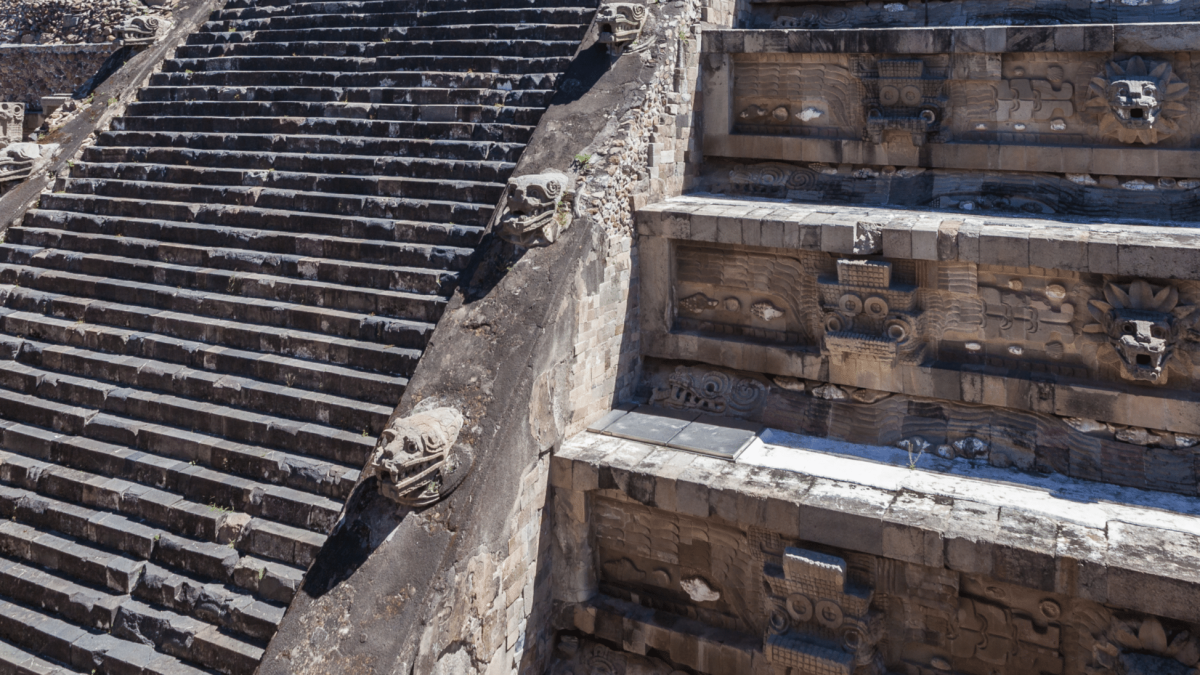 Temple of the Feathered Serpent at Teotihuacán, site of the tunnel and liquid mercury discovery.